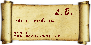Lehner Bekény névjegykártya